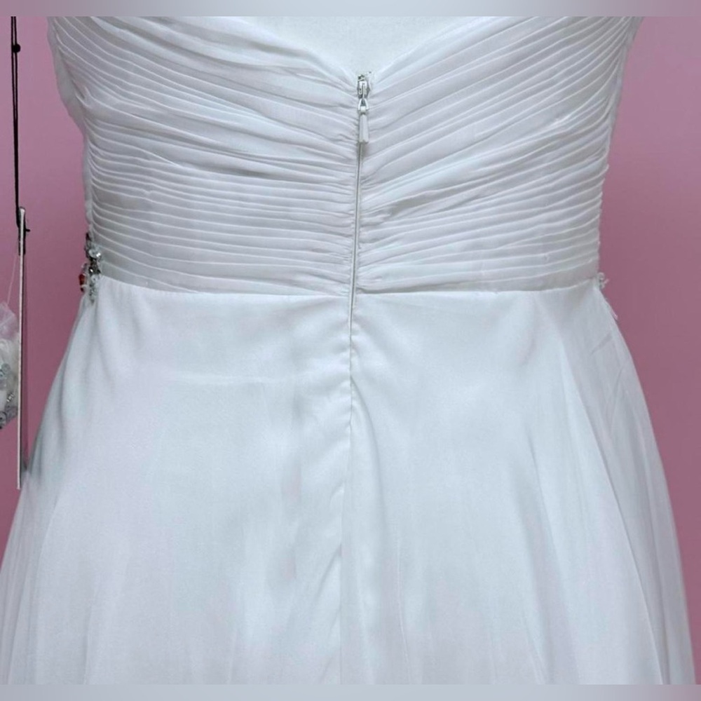Mac Duggal White Strapless Dress with Silver Embellishments - Picture 8 of 9